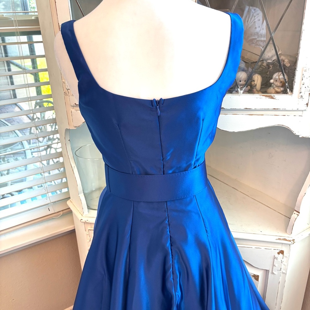NEW, Royal Blue Dress, Blue Satin Dress, Prom, Dress with Belt NWOT, Size XS/0-2 - Picture 7 of 14